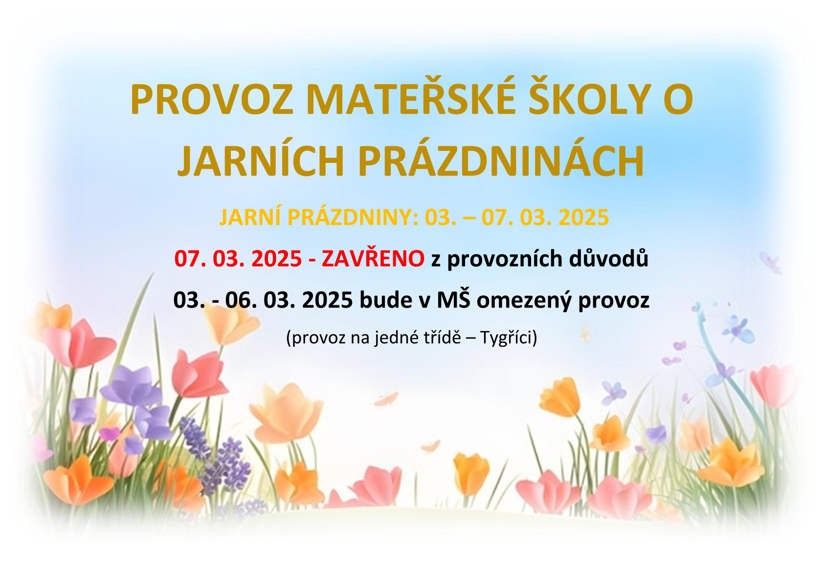 JARNÍ PROVOZ V MŠ 2025